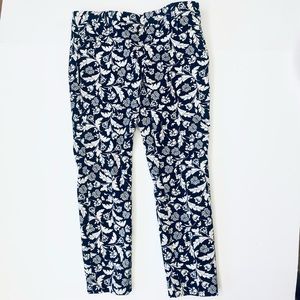 Navy & White Patterned Ankle Dress Pants Banana Republic
